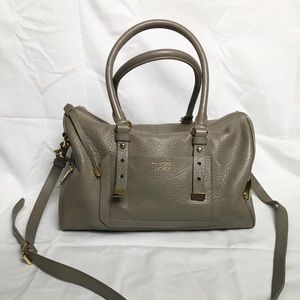 Badgley Mischka nude leather weekender bag